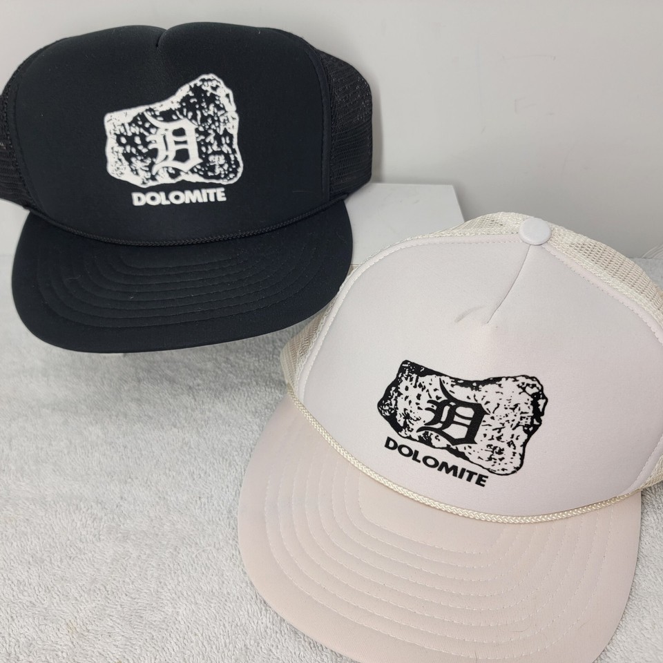 Pair Of Dolomite Black White Mesh Back Snapback Vintage Hats Caps Rock C... - $11.87