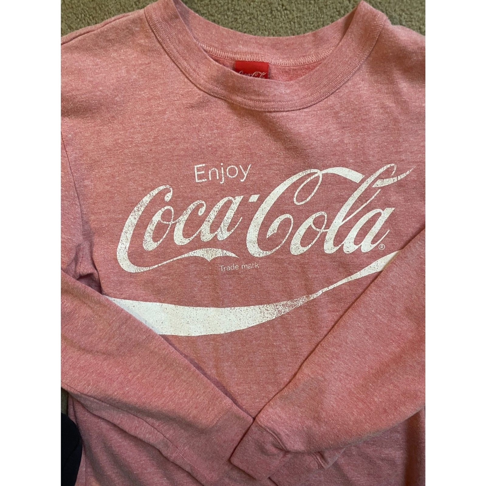 Retro Coca Cola Weathered Red/Pink Sweatshirt - Unisex Size S - $10.00