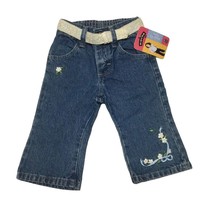 Lee Riders Vintage Baby Girls Denim Jeans Pants Size 12 Months Embroidered Belt - $9.80