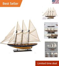 SAILINGSTORY 30" Wooden Sailboat Model Ship Sailboat Decor Schooner Atla... - $204.19