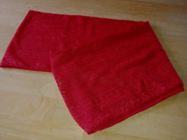 LOVELY RED INFINITY SCARF W/MACHINE FINE CROCHET/SOLID KNIT LINING-WORN ... - $8.59