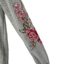 Embroidered Sleeves Sweater S Floral Cottagecore Pullover Nubby Knit Lon... - £15.81 GBP