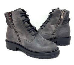MIZ MOOZ NUBUCK LEATHER BOOTS SIDE ZIP LACE UP 37EU/ 7US GRAY Z-166 - $59.95