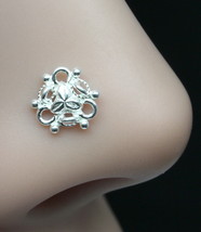 Ethnic Indian Style Floral Sterling Silver nose stud nose ring Push Pin - £7.71 GBP