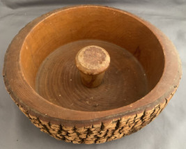 Vintage Midcentury Nut Bowl Wooden Tree Bark Rustic Snack Bowl - £7.51 GBP