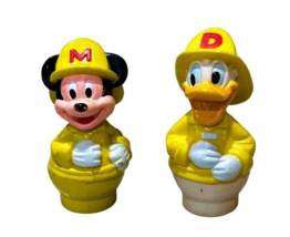 Mickey Mouse Donald Duck Fireman Figures ARCO Toy Cake Toppers Pair VTG ... - $9.64