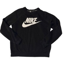 Nike Black Crew Neck Fleece Center Swish Logo Sweatshirt Womens Small CI1177-010 - £19.63 GBP