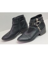 Steve Madden Black Leather Zip Ankle Boots Womens Size 7 Gothic Biker La... - $460.37 MXN