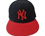 59Fifty New York Yankees Hat New Era Cap Black Fitted Size 8 Red &amp; Black - $19.75