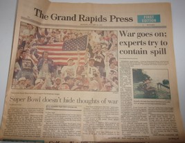 Vtg Grand Rapids Press Jan 1991 Gulf War Super Bowl Doesn’t Hide Thoughts of War - £3.98 GBP