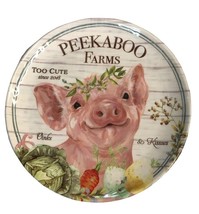 Easter Melamine Plates Dessert Lunch Peekaboo Farms Pig Oink 8.5&quot; Set of 4 - £28.51 GBP