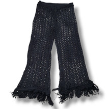 Cover Up Pants Size Large W32&quot;xL26&quot; Women&#39;s Crochet Pants Knit Pants Fri... - £26.78 GBP