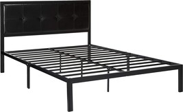 Zinus Cherie Faux Leather Classic Platform Bed Frame, Queen, With Steel Support - £145.45 GBP