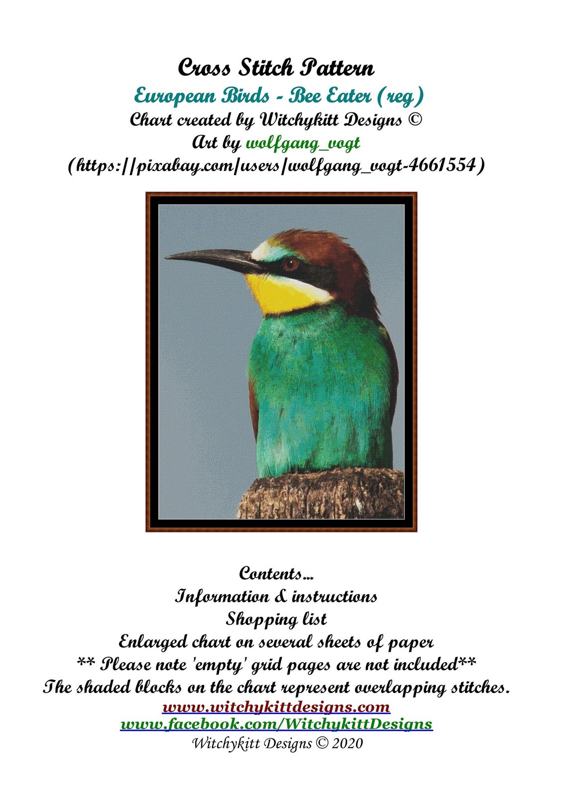 Primary image for European Birds - Bee Eater ~~ Cross Stitch Pattern