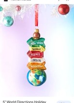Neiman Marcus World Directions Holiday Christmas Glass Ornament Hand Pai... - $37.62