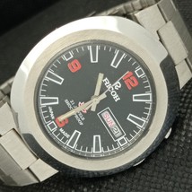 Vintage Ricoh R31 Automatic Japan Mens D/D Oval Shape Black Watch 587f-a309672-6 - £23.96 GBP
