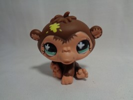 2006 Littlest Pet Shop Chocolate Brown Paint Splatter Monkey #663 Blue Eyes - £1.53 GBP