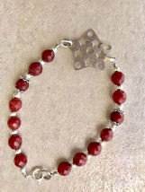 Ruby bracelet, sterling silver ruby bracelet, star bracelet, red (B340) - £43.29 GBP