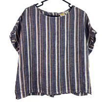 C&amp;C California Short Sleeve Linen Wood Button Back Shirt Stripe Women Si... - £11.67 GBP