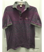 Antigua M Gray &amp; Purple Geometric Print  Eureka Springs Country Club Polo - £19.37 GBP