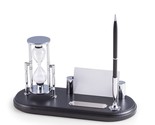 Bey Berk Black Wood &amp; Chrome Plated Pen Stand with 3 Minute Sand Timer - £80.17 GBP