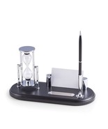 Bey Berk Black Wood &amp; Chrome Plated Pen Stand with 3 Minute Sand Timer - £79.98 GBP