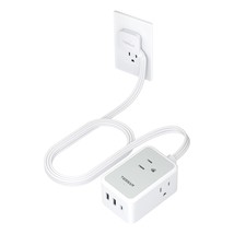 Small Flat Plug Power Strip, Ultra Thin Extension Cord With 3 Usb Wall Charger ( - £24.77 GBP