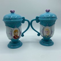 Disney Frozen 7&quot; Souvenir Cup Plastic Flip Lid -  Elsa And Anna  Portraits Set 2 - £6.22 GBP