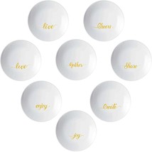 Appetizer Plates Set For 8 Dinnerware Modern Melamine Dishes Dessert White Snack - £23.88 GBP