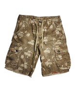 True Religion Drawstring Cargo Shorts Brown Camo Distressed Men&#39;s Size 32 - $39.55