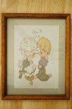 Vintage Framed Textile Art Complete Cross Stitch Precious Moments Sew In Love - £27.62 GBP