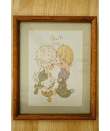 Vintage Framed Textile Art Complete Cross Stitch Precious Moments Sew In... - £27.25 GBP