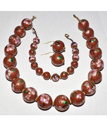 Vintage Murano Venetian 3pc Floral Glass Bead Necklace Set Bracelet Earr... - £38.71 GBP