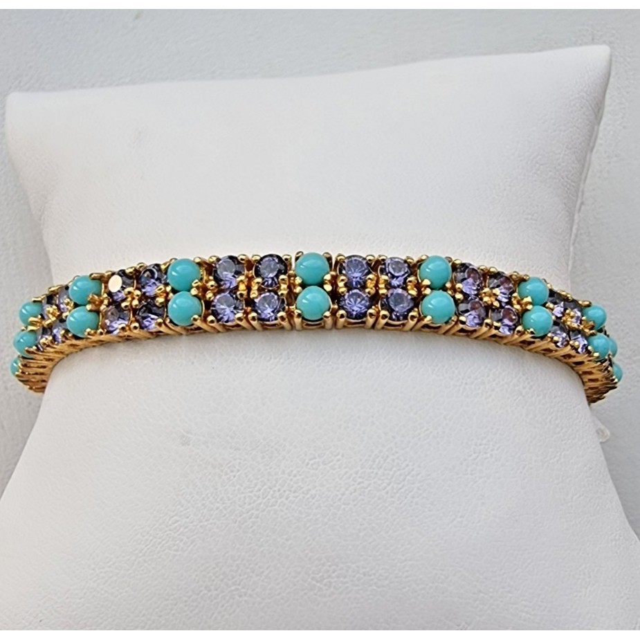 Joan Rivers 925 Sterling Silver Gold Plated Amethyst And Turquoise Bracelet At Item image 3