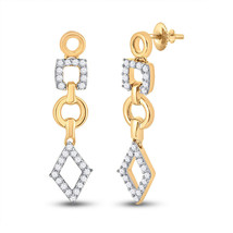 14kt Rose Gold Womens Round Diamond Geometric Dangle Earrings 1/3 Cttw - £525.19 GBP