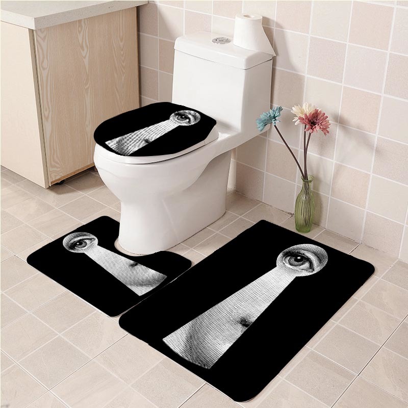 Primary image for 3Pcs/set Fornasetti 03 Bathroom Toliet Mat Set Anti Slip Bath Mat Floor 
