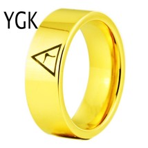 Brand Jewelry 8MM Width 14th Degree Masonic Gold Color Pipe Cut Tungsten Carbide - £28.79 GBP