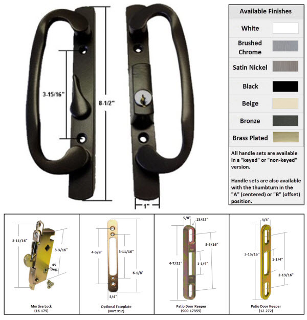 Sliding Glass Patio Door Handle Kit with Mortise Lock and Keepers, B-Pos... - $87.95