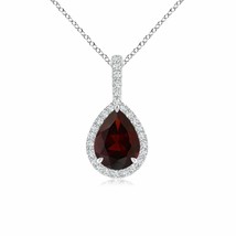 ANGARA 1.3 Ct A-Grade Garnet Teardrop Pendant with Diamond Halo in 14K Gold - $593.10