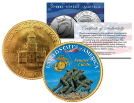 IWO JIMA *US Marines* 24K Gold Plated 1976 Bicentennial JFK Half Dollar US Coin - £6.80 GBP