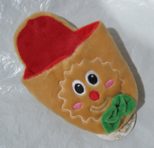 Holiday Slipper Dog Soft Red n Tan Gingerbread Man Slipper Toy 8&quot; by 5&quot; - £10.26 GBP