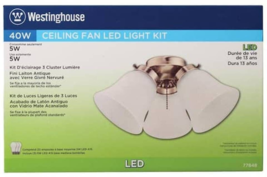 Westinghouse 7784800 LED Cluster Ceiling Fan Light Kit, Antique Brass - €33,76 EUR