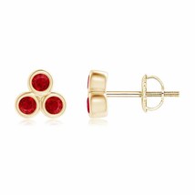 ANGARA Ruby Trio Cluster Stud Earrings in 14K Yellow Gold (AAA, 2mm) - £298.42 GBP