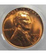 1955-S Lincoln Wheat Cent PCGS MS66 RD Libierty Variety AD534 - £49.36 GBP