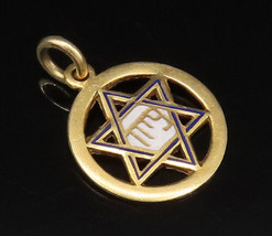 14K GOLD - Vintage Enamel Zion Star Of David Charm Pendant - GP486 - $141.40