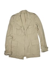 Vintage Military Khaki Officer Jacket Mens S Cotton Bush Field Amry Air ... - £27.01 GBP