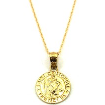 St. Christopher Charm 12mm &amp; 18&quot; Chain 14k Gold - £98.76 GBP