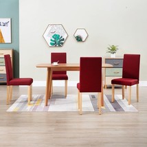vidaXL Red Fabric Dining Chair Set of 4 Sturdy Comfortable Chairs Wine Style - $289.49