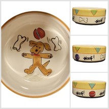 Tabletops Gallery JUGGLING FUN Puppy Food Water Dog Bowl HandPainted HandCrafted - £18.68 GBP