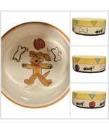 Tabletops Gallery JUGGLING FUN Puppy Food Water Dog Bowl HandPainted Han... - £18.64 GBP